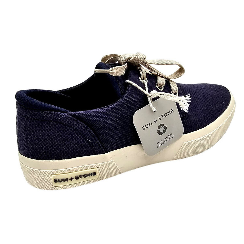Sun + Stone Navy Blue Cotton Canvas Sneakers Cushioned Platform Shoe Men's 10M